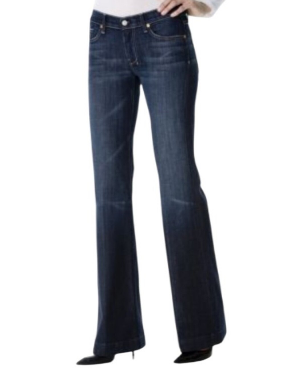 7 For All Mankind Dojo Low-Rise Flare Trouser Denim Jeans-NWOT - Picture 2 of 11